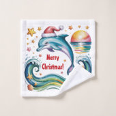 Weihnachts-Dolphin im tropischen Paradies Badhandtuch Set (Waschlappen)