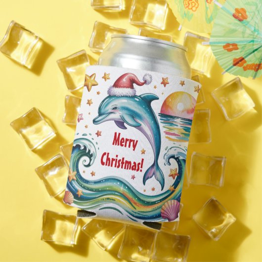 Weihnachts-Dolphin im tropischen Paradies Custom Dosenkühler (In Situ Sommer)