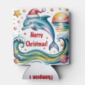 Weihnachts-Dolphin im tropischen Paradies Custom Dosenkühler (Rückseite)