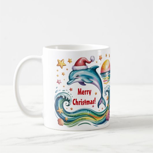 Weihnachts-Dolphin im tropischen Paradies Kaffeetasse (Links)