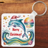 Weihnachts-Dolphin im tropischen Paradies Schlüsselanhänger (Rückseite)