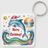 Weihnachts-Dolphin im tropischen Paradies Schlüsselanhänger (Rückseite)
