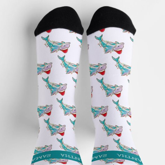 Weihnachts-Dolphin-Meer Personalisierter Name Socken (Oben)