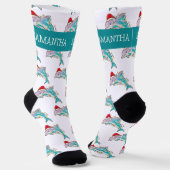 Weihnachts-Dolphin-Meer Personalisierter Name Socken (Gewinkelt)
