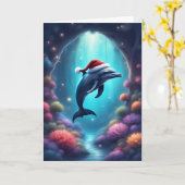Weihnachts-Dolphin unter dem Meer - Urlaubskarte Karte (Gelbe Blume)