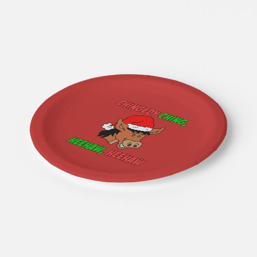 Weihnachts-Donkey-Urlaub Pappteller (Schrägansicht)