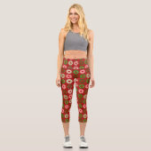 Weihnachts Donut Holiday Leckerei Muster Capri Leggings (Vorderseite)