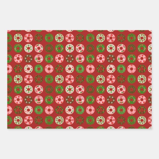 Weihnachts Donut Holiday Leckerei Muster Geschenkpapier Set (Vorderseite)