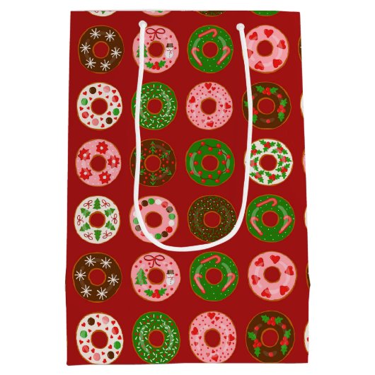 Weihnachts Donut Holiday Leckerei Muster Mittlere Geschenktüte (Rückseite)