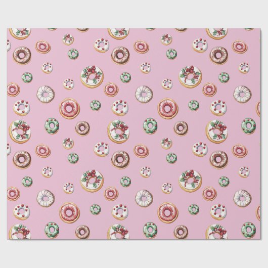 Weihnachts-Donuts Muster Geschenkpapier (Flach)