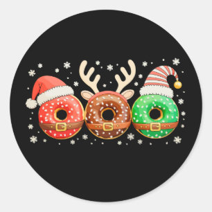 Weihnachts-Donuts Santa Rentier Xmas Donut Runder Aufkleber