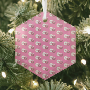 Weihnachts-Donuts Streusel Bäckerei Rosa  Ornament Aus Glas