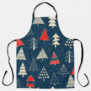 Weihnachts-Doodle-Bäume, nahtloses Wintermuster. Schürze