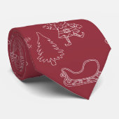 Weihnachts-Doodle-Elfen & Schneeflocken Dunkelrot Krawatte (Gerollt)