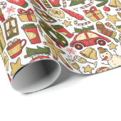 Weihnachts-Doodle-Geschenkpapier Geschenkpapier (Rolleneckpunkt)