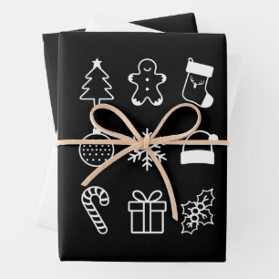 Weihnachts Doodle Gingerbret Tree Candy Xmas Geschenkpapier Set