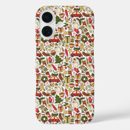 Weihnachts-Doodle-iPhone/iPad-Hülle iPhone 16 Hülle