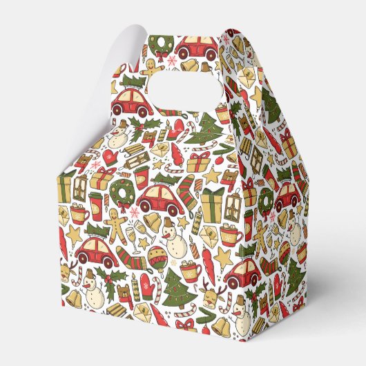 Weihnachts-Doodle-Muster-Geschenkbox Geschenkschachtel (Vorderseite)