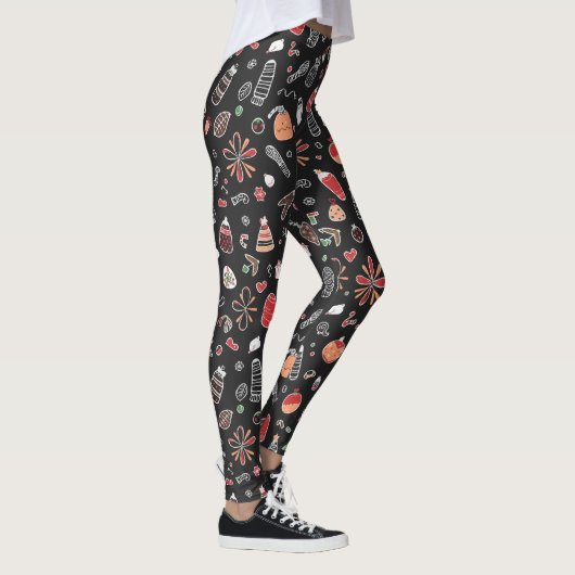 Weihnachts-Doodle-Muster Leggings (Rechts)