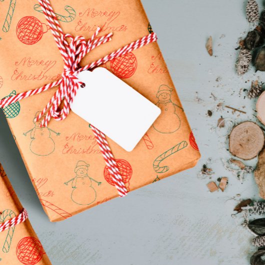 Weihnachts-Doodle-Muster | Schneemänner, Bäume & S Geschenkpapier Set