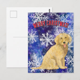 Weihnachts-Doodle-Postkarte in Gold Postkarte