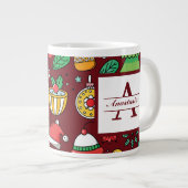Weihnachts-Doodles-Monogramm Jumbo-Tasse (Vorderseite Rechts)