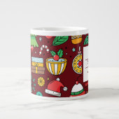 Weihnachts-Doodles-Monogramm Jumbo-Tasse (Vorderseite)