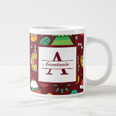 Weihnachts-Doodles-Monogramm Jumbo-Tasse (Rechts)