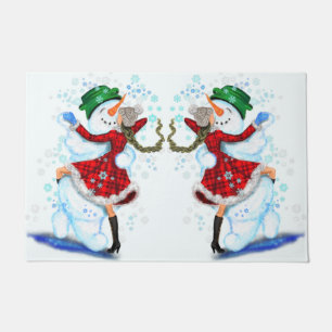 Weihnachts-Doormat-Snowman und Girl-Dance Fußmatte
