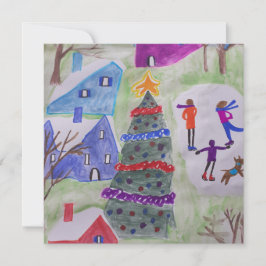 Weihnachts-Dorf flache Weihnachtskarte Karte