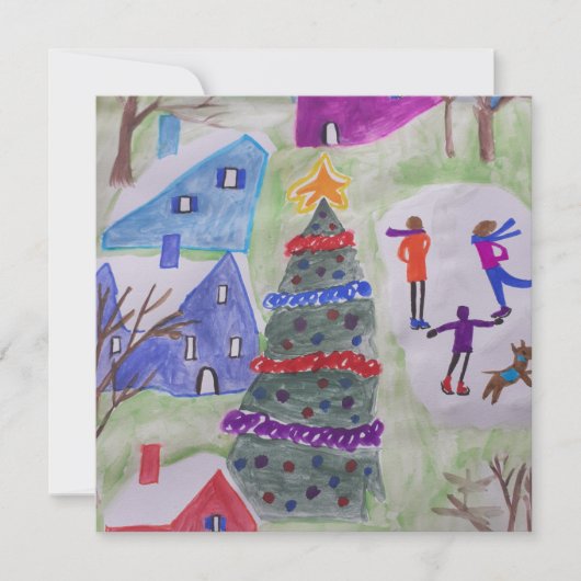 Weihnachts-Dorf flache Weihnachtskarte Karte (Vorderseite)
