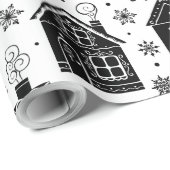 Weihnachts-Dorfhaus im Schwarzen Baum Kunst Geschenkpapier (Rolleneckpunkt)