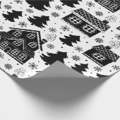 Weihnachts-Dorfhaus im Schwarzen Baum Kunst Geschenkpapier (Ecke)