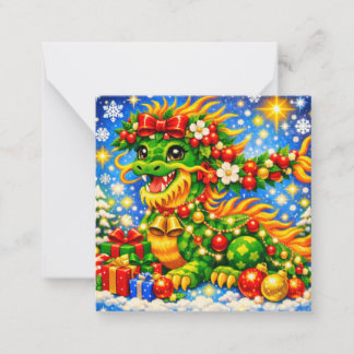 Weihnachts-Drache★ Mitteilungskarte