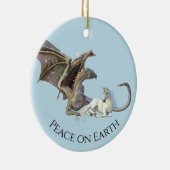 Weihnachts-Dragon Unicorn Weltfrieden Keramik Ornament (Rechts)