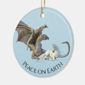 Weihnachts-Dragon Unicorn Weltfrieden Keramik Ornament (Links)