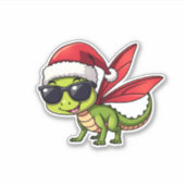 Weihnachts-Dragonfly-Weihnachtsmannmütze Funny Xma Aufkleber (Vorderseite)
