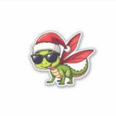 Weihnachts-Dragonfly-Weihnachtsmannmütze Funny Xma Aufkleber (Vorderseite)