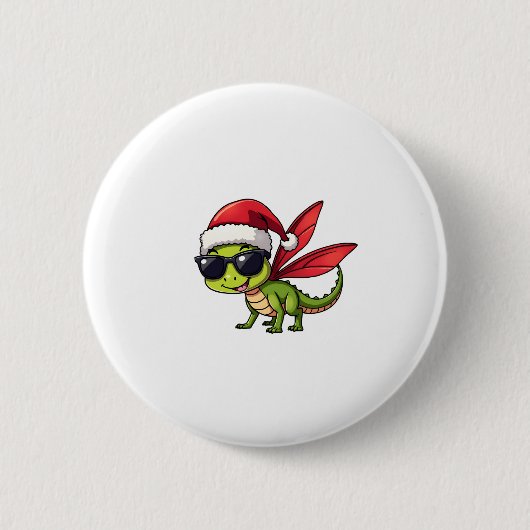 Weihnachts-Dragonfly-Weihnachtsmannmütze Funny Xma Button (Vorderseite)