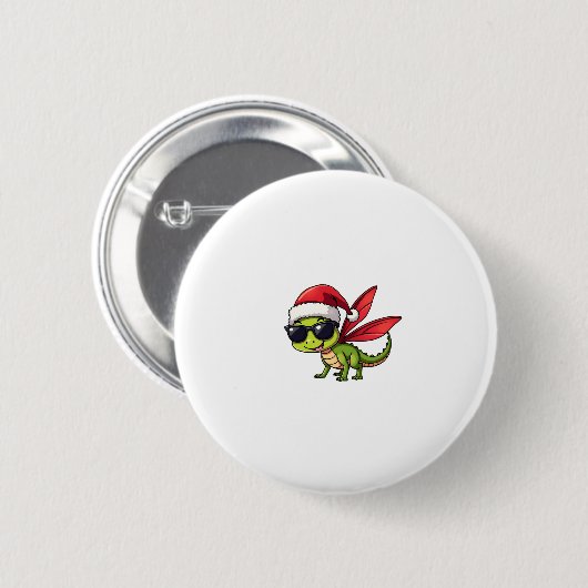 Weihnachts-Dragonfly-Weihnachtsmannmütze Funny Xma Button (Vorne & Hinten)