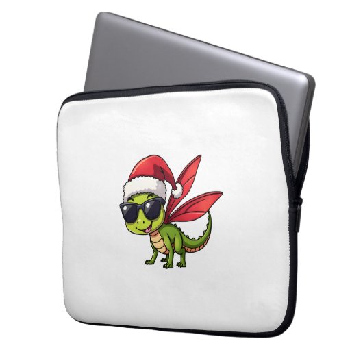 Weihnachts-Dragonfly-Weihnachtsmannmütze Funny Xma Laptopschutzhülle (Vorderseite Links)