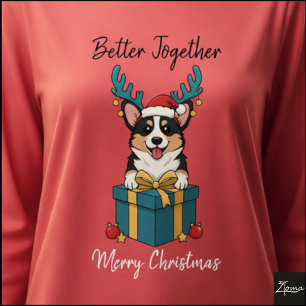 Weihnachts-Dreifarben-Corgi-Geschenk-Grafik-Rentie Tri-Blend Shirt