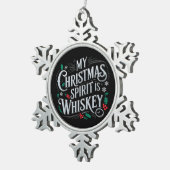 Weihnachts Drink Whiskey Liebhaber Drinker Sprichw Schneeflocken Zinn-Ornament (Rechts)