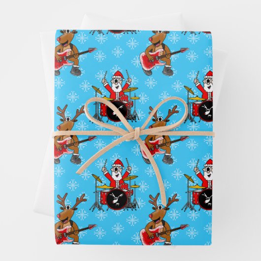 Weihnachts-Drums Rudolf Gitarrenmuster Geschenkpapier Set (Beispiel)