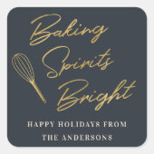 Weihnachts Dunkelblau und Gold Weihnachtsgebäck Quadratischer Aufkleber (Vorderseite)