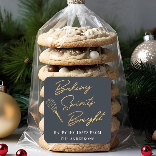 Weihnachts Dunkelblau und Gold Weihnachtsgebäck Quadratischer Aufkleber