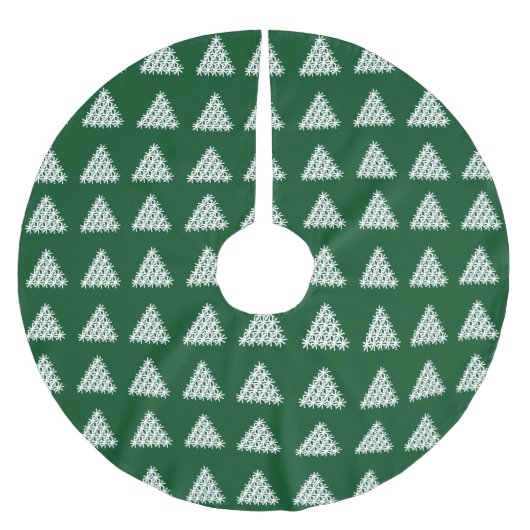 Weihnachts-Dunkelgrün-Sterne-Bäume Polyester Weihnachtsbaumdecke (Vorderseite)