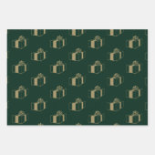 Weihnachts dunkelgrünes schwarzes goldenes Geschen Geschenkpapier Set (Vorderseite 2)