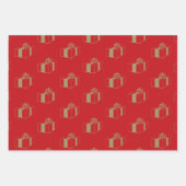 Weihnachts dunkelgrünes schwarzes goldenes Geschen Geschenkpapier Set (Vorderseite)