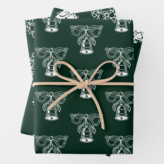 Weihnachts dunkelkieferngrüne niedliche Farbmuster Geschenkpapier Set (Beispiel)